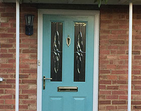 Light blue composite front door