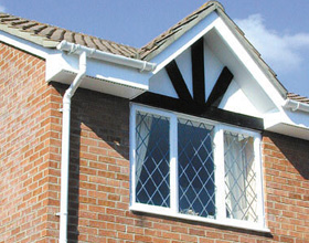 View of roof guttering and house window
