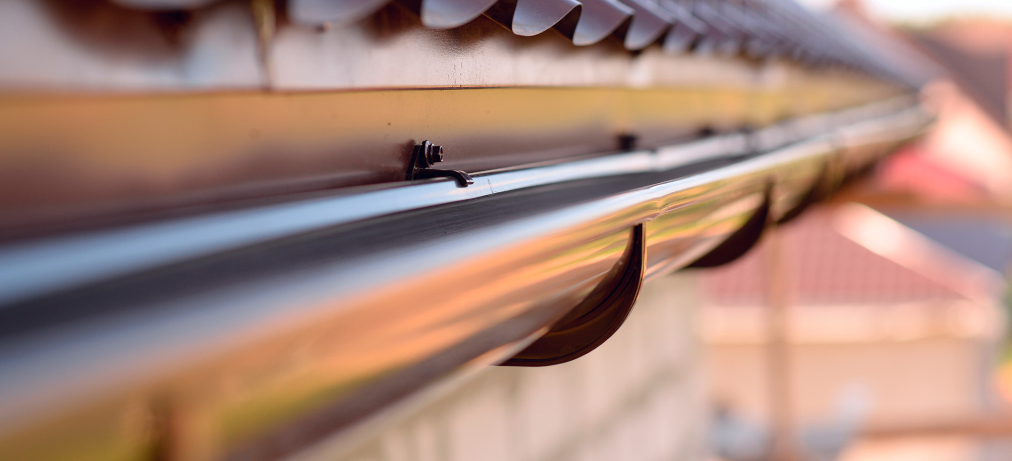 Close up of roof guttering