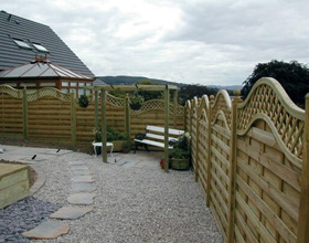 Wooden designed garden fence